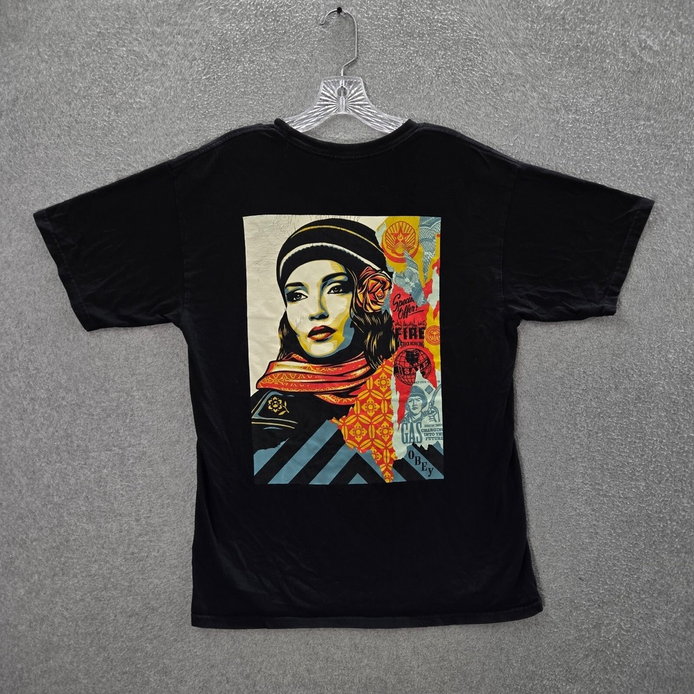 Obey Men Shirt‎ Medium Black Y2K Logo Fire Sale Short Sleeve Tee